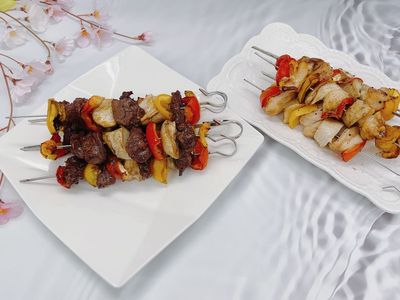 香烤牛肉、雞肉串燒