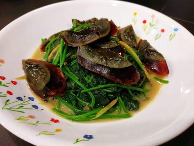 參考食譜 : 地瓜葉炒皮蛋