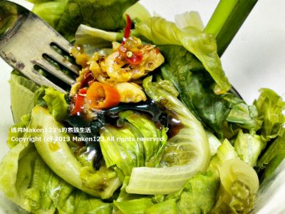 三分鐘作金鉤蝦辣醬口味燙青菜