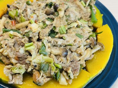 蒸豬肉南瓜｜過熱水蒸氣烤箱微波爐