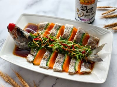 醬香時蔬海上鮮。李錦記頭道零添加原釀醬油