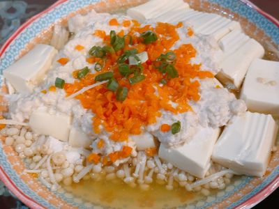 電鍋料理-味噌雞絞肉蒸嫩豆腐