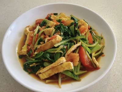 番茄蛋絲炒青江菜