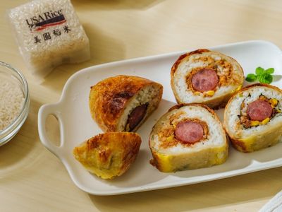 蔥抓餅包飯糰(美國稻米)