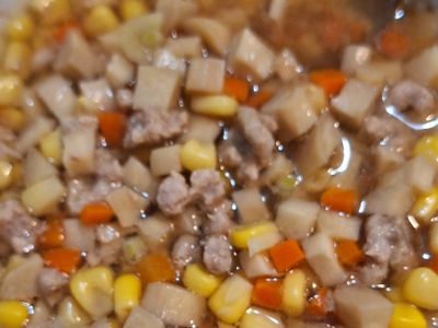 玉米粒杏鮑菇蒸絞肉