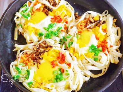 彩蔬月見寬麵煎(統一好勁道寬版大麵)