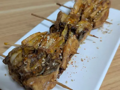 千層杏鮑菇烤雞腿肉串