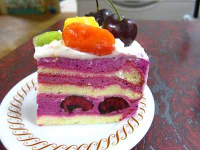 參考食譜 : 櫻桃紅龍慕斯水果遊戲蛋糕