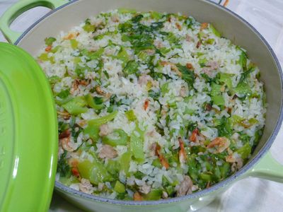 參考食譜 : lanni  鑄鐵鍋燜煮櫻花蝦芥菜飯