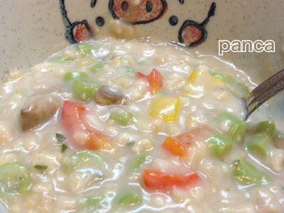 干貝芋頭風味之黃綠紅燕麥粥【鹹粥料理】。胖卡瘦不了食譜