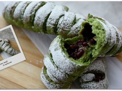 抹茶紅豆包(低溫發酵法)