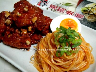 參考食譜 : 韓式炸雞乾拌麵【五木麵條】