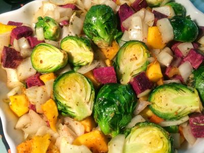 蜂蜜檸檬香料烤紫地瓜球芽甘藍