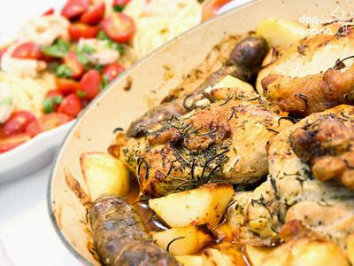 參考食譜 : 義式香腸、雞肉、馬鈴薯大盤烤