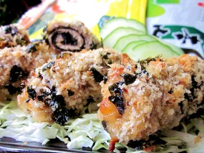 參考食譜 : 免炸低脂*香酥海苔豬肉捲「元本山海苔」