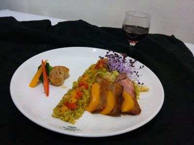 蜜桃鴨胸佐香煎干貝  家樂福廚神大賽