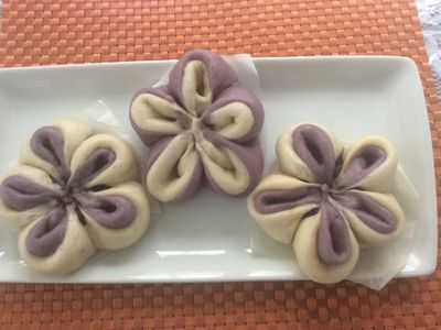 花式麵食之一：紫薯梅花包