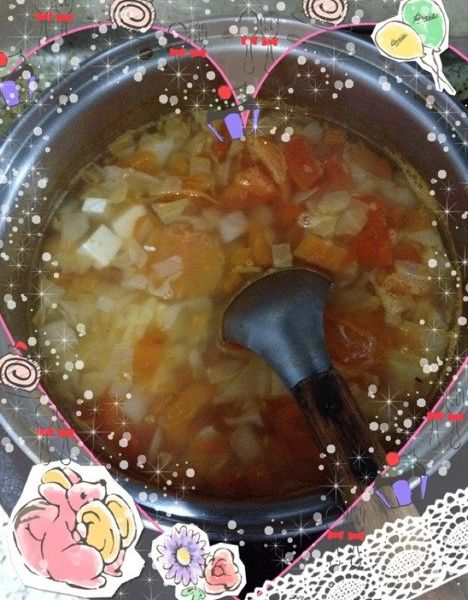 番茄蔬菜豆腐湯 : 可可比一起做