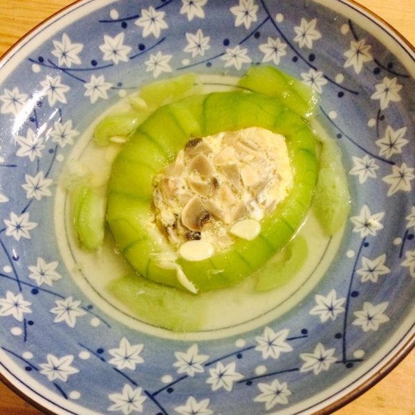 一菜二吃之絲瓜盅蒸蛋：JennyChang 一起做