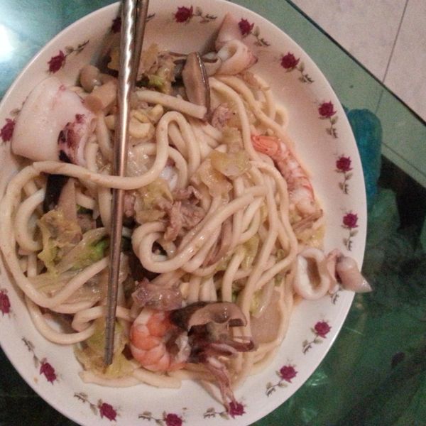 炒海鮮烏龍麵 : pilk一起做