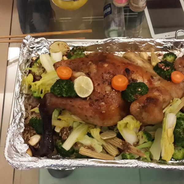 《義大利烤全雞》---耶誕節應景 : 鴨子一起做