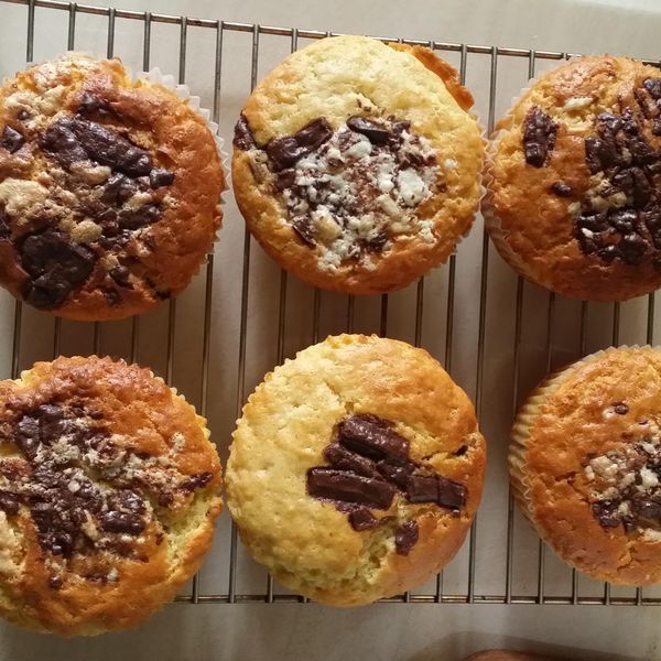 零失敗巧克力豆馬芬蛋糕(鬆餅粉):莊育菁 一起做