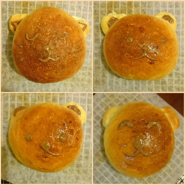 可愛小熊探出頭來~蘋果麵包：艾華斯 一起做