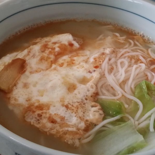 10分鐘早餐~麻油雞蛋麵線~ : 桃子熊一起做