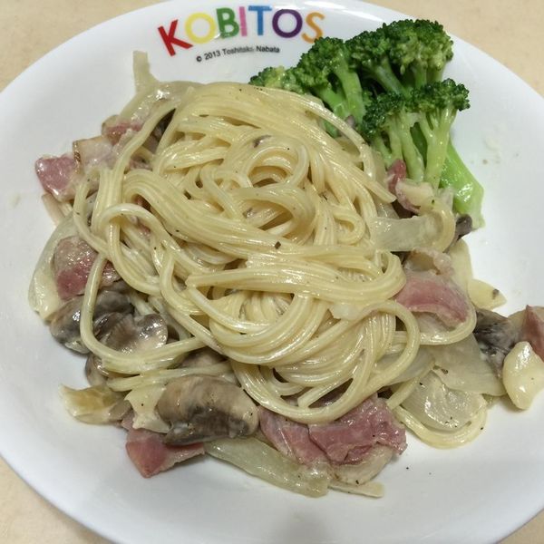 奶油培根義大利麵 : juju愛煮架一起做