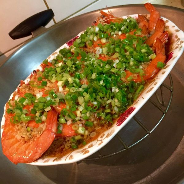 蒜蓉雞蛋豆腐蒸蝦：C985410 一起做