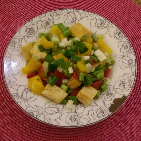 蔥蒜四季豆炒豆腐：kelly 一起做