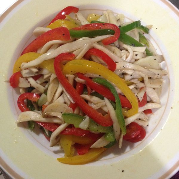 奶油蒜香彩椒杏鮑菇：哆啦猴 一起做