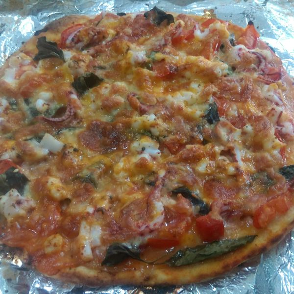 紅醬蔬菜海鮮 Pizza : 黃瑛一起做