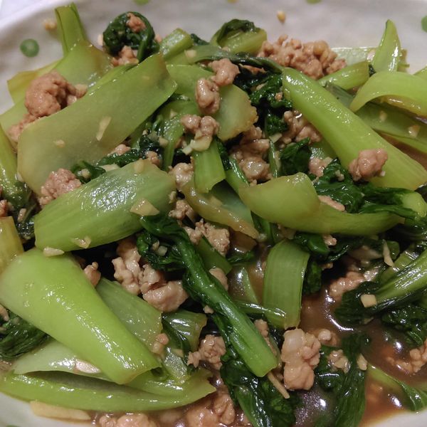 肉燥青江菜 : 許容妹一起做