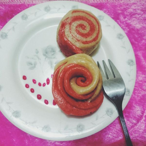 黑糖雙色玫瑰饅頭 (電鍋版) : 莂莂一起做