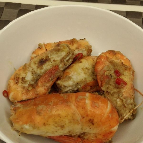 椒鹽炒蝦：judy 一起做