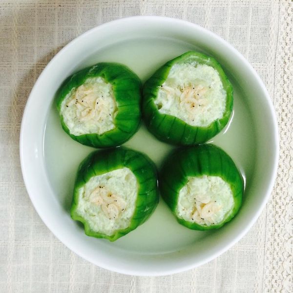 一菜二吃之絲瓜盅蒸蛋：Angie Lai 一起做