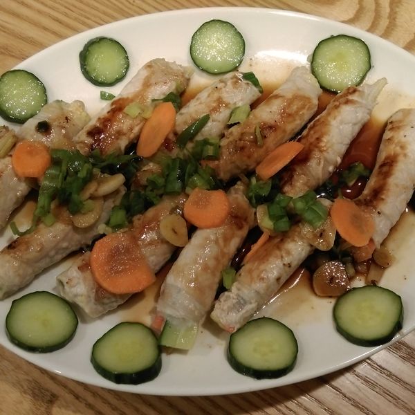 秋葵梅花豬肉捲佐油醋醬 : Yufang Chen一起做