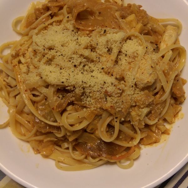 火腿泡菜鮮奶油意大利麵 : Ling Hung Chen一起做