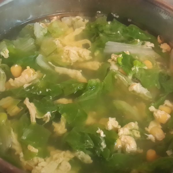 玉米小白菜蛋花湯 : 邱小孟一起做