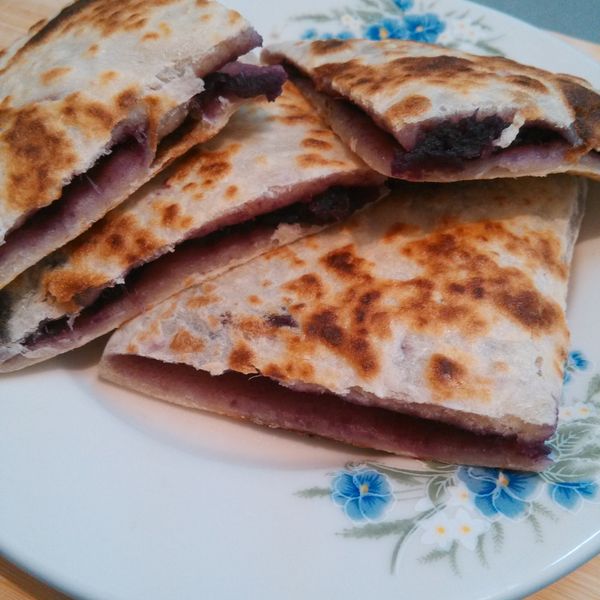 紫薯奶油煎餅：花兒 一起做