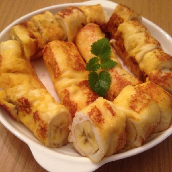 蓁料理♥法式香蕉土司捲：林佳 一起做