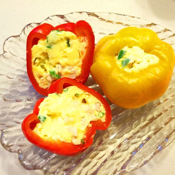 紅椒蒸蛋：草莓綠 一起做