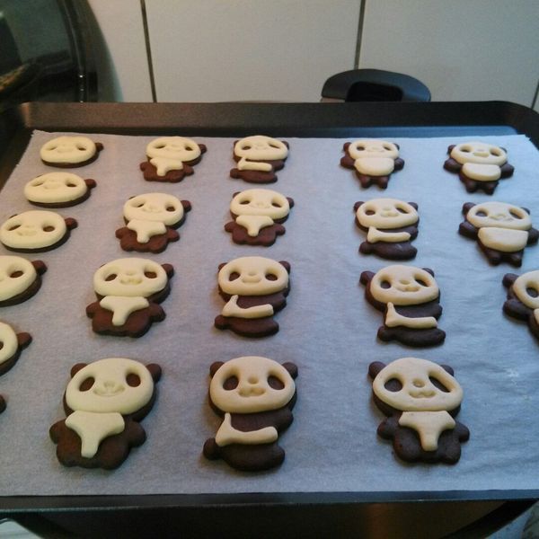 可愛的熊貓餅乾(原味+巧克力) 貓熊餅乾 : 李佩芳一起做