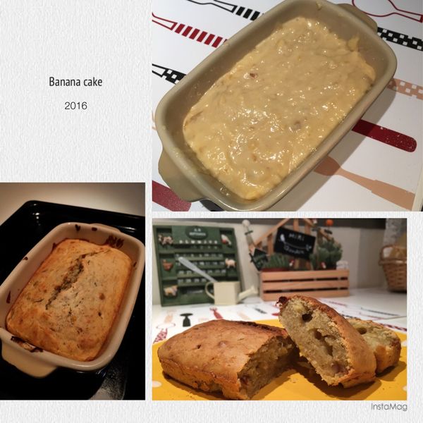 香蕉蛋糕～鬆餅粉做的喔：黃馨馨 一起做