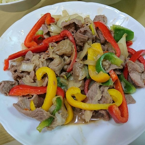 彩椒豬肉味噌燒：阿芳 一起做