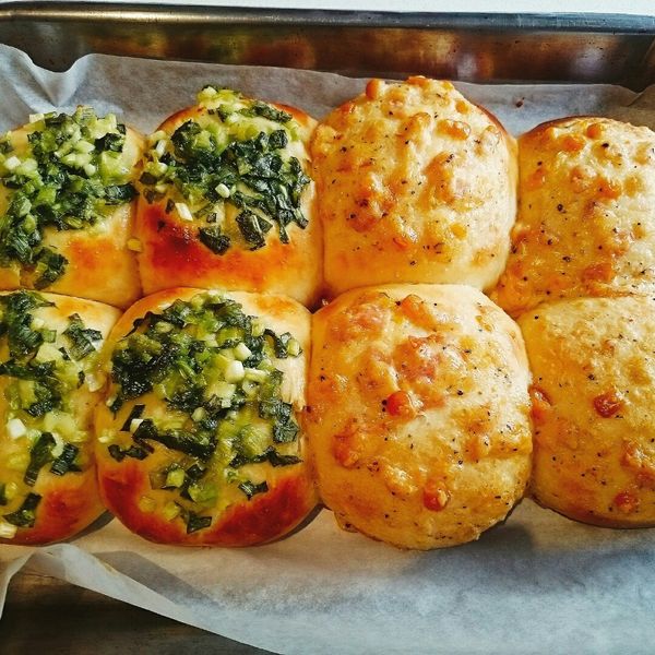 甜式麵包-蔥花麵包&義式火腿玉米麵包&椰子葡萄乾麵包：Iris 一起做