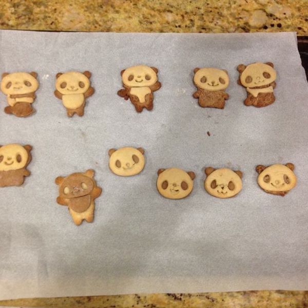 可愛的熊貓餅乾(原味+巧克力) 貓熊餅乾 : Nai Tang一起做