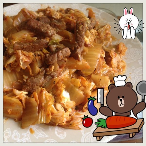 滑蛋泡菜炒牛肉：Jeff Wu 一起做
