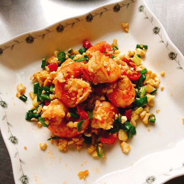 金沙蔥爆蝦：Chi Chi 一起做